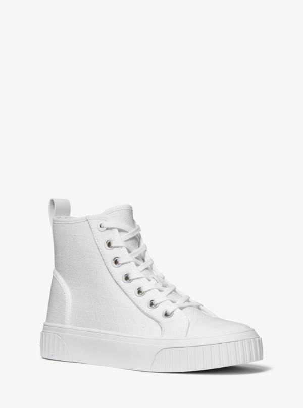 Damske Tenisky Michael Kors Gertie Logo Jacquard High-Top Biele - Topanky Michael Kors Outlet | WINVT-9524